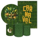 Kit 5 Peças Capa Redonda + Capa Retangular + Trio Capas Cilindros Sublimados Tema Carnaval 4625