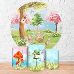 Kit Capa Painel Redondo + Trio Capas Cilindros Sublimados Tema Jardim 1313
