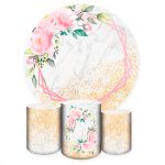 Kit Capa Painel Redondo + Trio Capas Cilindros Sublimados Tema Flores 1321