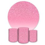 Capa Painel + Trio Capas Cilindros Sublimados Tema Glitter Rosa 1335