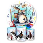 Kit Capa Painel Redondo + Trio Capas Cilindros Sublimados Tema Baterista 1748