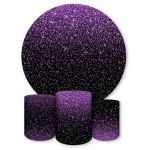 Capa Painel + Trio Capas Cilindros Sublimados Tema Glitter Roxo 2143