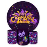 Kit Capa Painel Redondo + Trio Capas Cilindros Sublimados Tema Carnaval 2578