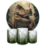 Kit Capa Painel Redondo + Trio Capas Cilindros Sublimados Tema Dinossauro 3113
