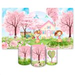 Kit Capa Painel Redondo + 2unid Capa Retangular + Trio Capas Cilindros Tema Jardim 312