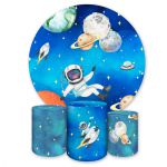 Capa Painel + Trio Capas Cilindros Sublimados Tema Astronauta 345