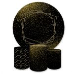 Capa Painel + Trio Capas Cilindros Sublimados Tema Glitter Geométrico 4064