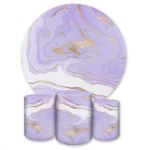 Kit Capa Painel Redondo + Trio Capas Cilindros Sublimados Tema Marmorizado Lilas 4107