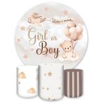 Kit Capa Painel Redondo + Trio Capas Cilindros Sublimados Tema Chá Revelação 4112