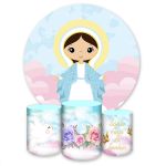 Kit Capa Painel Redondo + Trio Capas Cilindros Sublimados Tema Religioso 4114