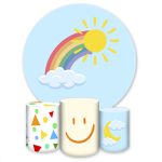 Capa Painel + Trio Capas Cilindros Sublimados Tema Arco Iris 4115