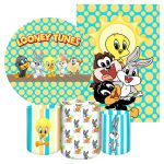 Kit 5 Peças Capa Redonda + Capa Retangular + Trio Capas Cilindros Sublimados Tema Baby Looney Tunes 4119