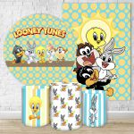 Kit 5 Peças Capa Redonda + Capa Retangular + Trio Capas Cilindros Sublimados Tema Baby Looney Tunes 4119