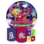 Kit Capa Painel Redondo + Trio Capas Cilindros Sublimados Tema Multiverso dos Elementos 4125