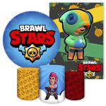 Kit 5 Peças Capa Redonda + Capa Retangular + Trio Capas Cilindros Sublimados Tema Brawl Star 4127