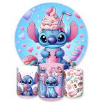 Kit Capa Painel Redondo + Trio Capas Cilindros Sublimados Tema Lilo Stich 4141