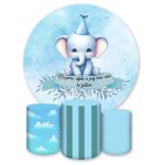 Kit Capa Painel Redondo + Trio Capas Cilindros Sublimados Tema Chá Revelação 4149