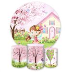 Kit Capa Painel Redondo + Trio Capas Cilindros Sublimados Tema Jardim 4152