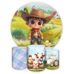 Kit Capa Painel Redondo + Trio Capas Cilindros Sublimados Tema Boiadeiro Cowboy 4161
