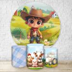 Kit Capa Painel Redondo + Trio Capas Cilindros Sublimados Tema Boiadeiro Cowboy 4161