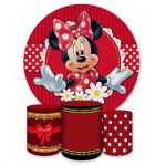 Capa Painel + Trio Capas Cilindros Sublimados Tema Minnie 4180