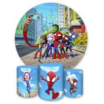 Kit Capa Painel Redondo + Trio Capas Cilindros Sublimados Tema Homem Aranha 4187