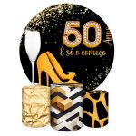 Capa Painel + Trio Capas Cilindros Sublimados Tema 50 anos Aniversario 4504