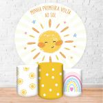 Kit Capa Painel + Trio Capas Cilindros Sublimados Tema Sol Cute 4522