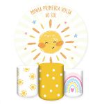 Kit Capa Painel + Trio Capas Cilindros Sublimados Tema Sol Cute 4522