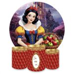 Kit Capa Painel Redondo + Trio Capas Cilindros Sublimados Tema Branca de Neve 4540