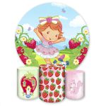Kit Capa Painel Redondo + Trio Capas Cilindros Sublimados Tema Moranguinho 4631