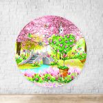 Capa Painel Redondo Sublimados Tema Jardim 475