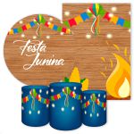 Kit 5 Peças Capa Redonda + Capa Retangular + Trio Capas Cilindros Sublimados Tema Festa Junina 476