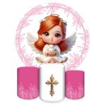 Kit Capa Painel + Trio Capas Cilindros Sublimados Tema Batizado 5184