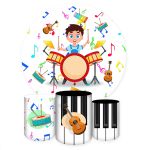 Kit Capa Painel Redondo + Trio Capas Cilindros Sublimados Tema Baterista 5500