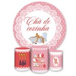 Capa Painel + Trio Capas Cilindros Sublimados Tema Cha De Cozinha 626