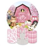 Kit Capa Painel Redondo + Trio Capas Cilindros Sublimados Tema Fazendinha 981