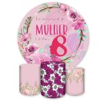 Kit Capa Painel Redondo + Trio Capas Cilindros Sublimados Tema Dia da Mulher 2733