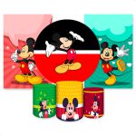 Kit Capa Painel Redondo + 2unid Capa Retangular + Trio Capas Cilindros Tema Mickey 2546