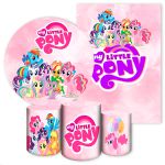 Kit 5 Peças Capa Redonda + Capa Retangular + Trio Capas Cilindros Sublimados Tema My Little Pony 2646