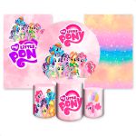 Kit Capa Painel Redondo + 2unid Capa Retangular + Trio Capas Cilindros Tema My Little Pony 2646