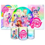 Kit Capa Painel Redondo + 2unid Capa Retangular + Trio Capas Cilindros Tema My Little Pony 2649