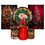 Kit Capa Painel Redondo + 2unid Capa Retangular + Trio Capas Cilindros Tema Natal 2512