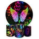 Capa Painel + Trio Capas Cilindros Sublimados Tema Neon 1354