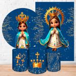 Kit 5 Peças Capa Redonda + Capa Retangular + Trio Capas Cilindros Sublimados Tema Religioso/Nossa Senhora cute 2070