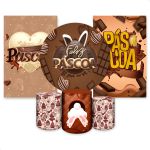 Kit Capa Painel Redondo + 2unid Capa Retangular + Trio Capas Cilindros Tema Pascoa