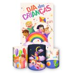 Capa Retangular + Trio Capas Cilindros Sublimados Tema Dia das crianças 2104