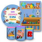 Kit 5 Peças Capa Redonda + Capa Retangular + Trio Capas Cilindros Sublimados Tema Batizado/batismo 2105
