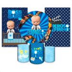Kit Capa Painel Redondo + 2unid Capa Retangular + Trio Capas Cilindros Tema Poderoso Chefinho