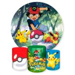 Capa Painel + Trio Capas Cilindros Sublimados Tema Pokemon 1631
